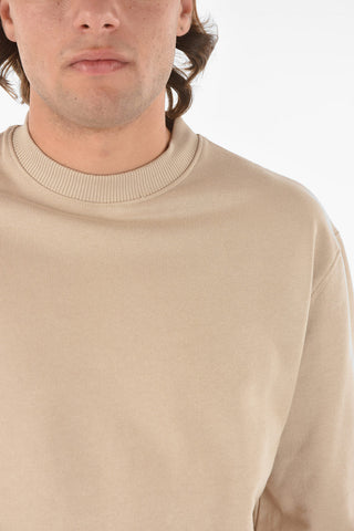 Solid Color Cotton TOSCAN Crew-Neck Sweatshirt