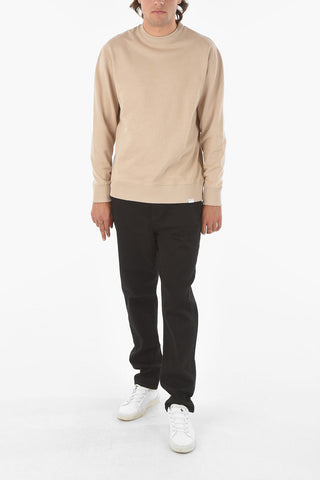 Solid Color Cotton TOSCAN Crew-Neck Sweatshirt