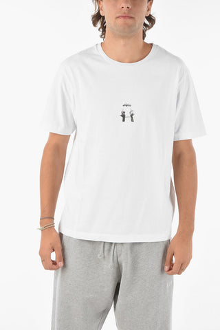 Contrasting Printed n the Back MIDDLEFINGERS Crew-neck T-shirt