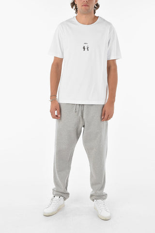 Contrasting Printed n the Back MIDDLEFINGERS Crew-neck T-shirt