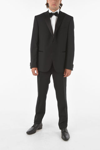 CC COLLECTION Virgin-wool CERIMONY RIGHT Suit with Satin Peak Lapel