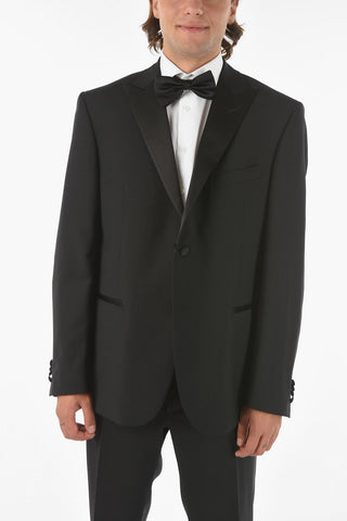 CC COLLECTION Virgin-wool CERIMONY RIGHT Suit with Satin Peak Lapel