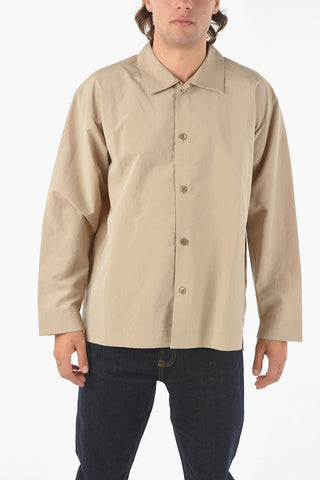 spread collar solid color shirt