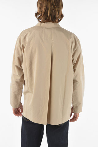 spread collar solid color shirt