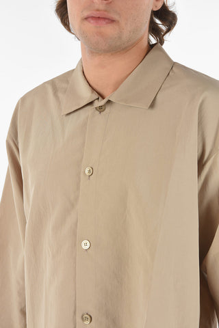 spread collar solid color shirt