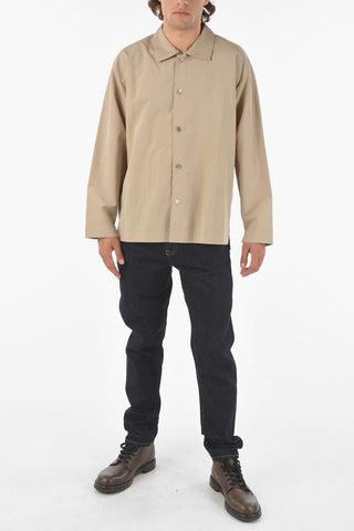 spread collar solid color shirt