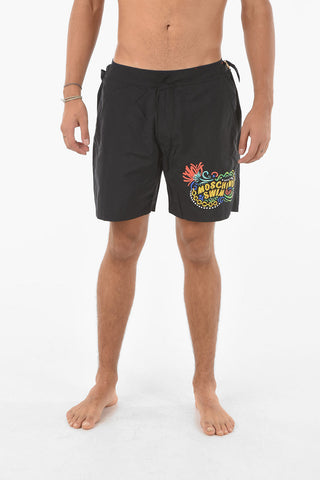 Golden Details Printed Shorts Swim