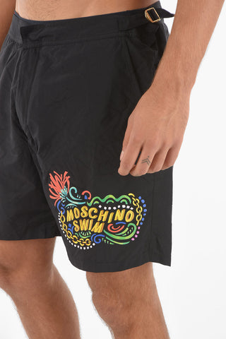 Golden Details Printed Shorts Swim