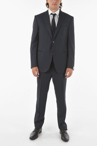 Virgin Wool CERIMONY ACADEMY 3-piece Suit with Peak Lapel