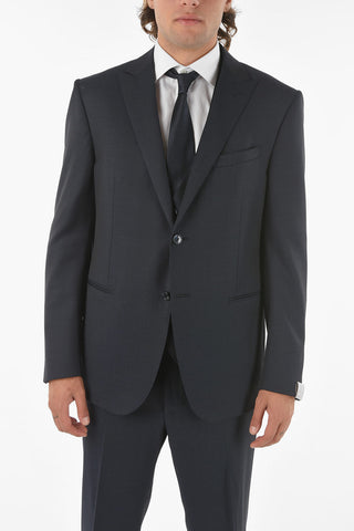 Virgin Wool CERIMONY ACADEMY 3-piece Suit with Peak Lapel