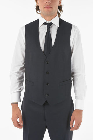 Virgin Wool CERIMONY ACADEMY 3-piece Suit with Peak Lapel
