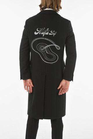 back printed 3-button chesterfield coat