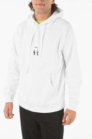 Felpa MIDDLEFINGERS B&W con Cappuccio e Maxi Tasca a Toppa Frontale