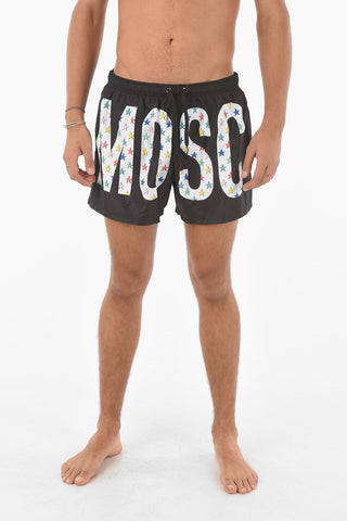Costume Da Bagno Boxer Stampato con Elastco in Vita