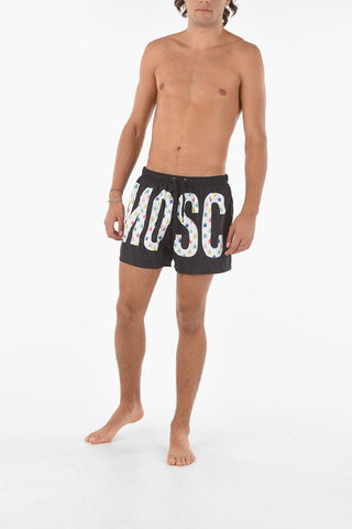 Costume Da Bagno Boxer Stampato con Elastco in Vita