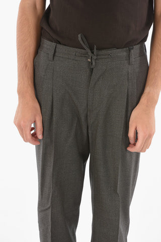 ID Wool and Cotton Double Pleated Pants