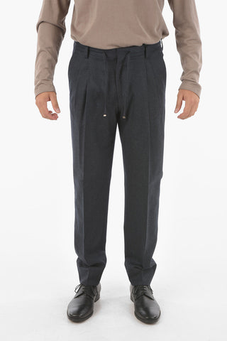 ID Plain Herringbone Pleated Pants