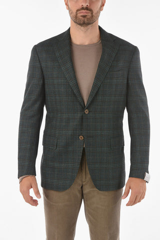 Glen Plaid Wool and Cashmere Blazer