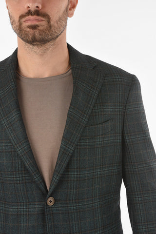Glen Plaid Wool and Cashmere Blazer