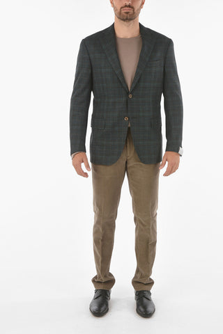 Glen Plaid Wool and Cashmere Blazer