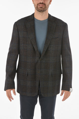 Silk Wool and Linen Glen Plaid Blazer