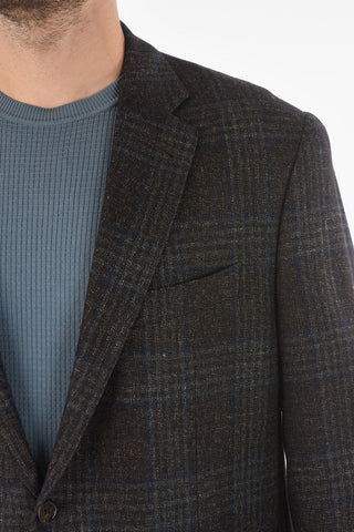 Silk Wool and Linen Glen Plaid Blazer