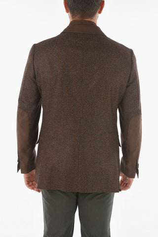 ID Wool and Cashmere Houldstooth Blazer with Patches