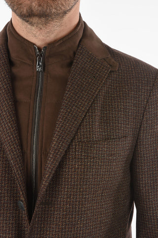 ID Wool and Cashmere Houldstooth Blazer with Patches