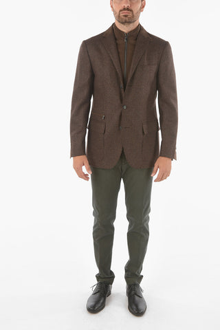 ID Wool and Cashmere Houldstooth Blazer with Patches