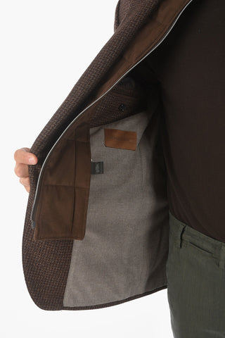 ID Wool and Cashmere Houldstooth Blazer with Patches