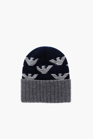 EMPORIO embroidered virgin wool beanie