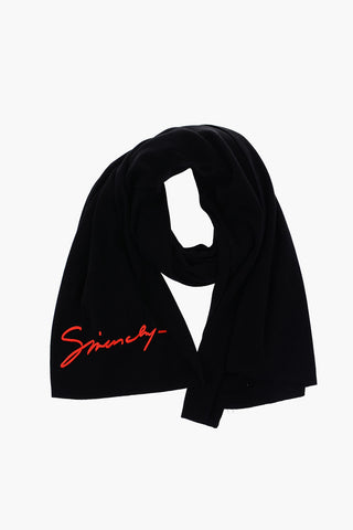 Wool Scarf with Logo-Embroidery
