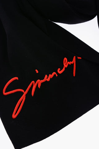 Wool Scarf with Logo-Embroidery