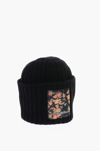 EMPORIO beanie in misto lana con patch logo