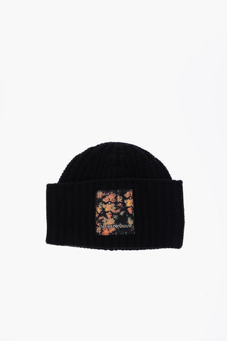 EMPORIO beanie in misto lana con patch logo