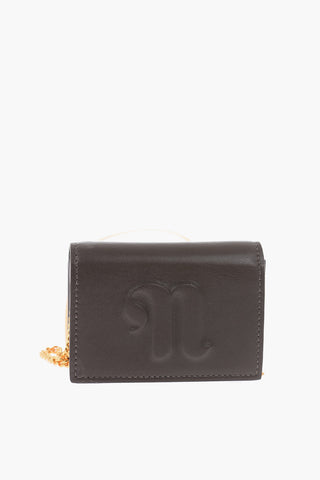 removable chain faux leather card holder