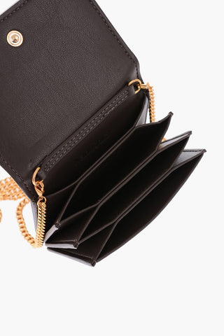 removable chain faux leather card holder