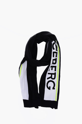 sciarpa in lana vergine con logo ricamato