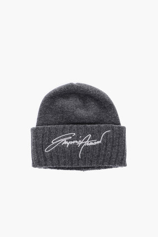 EMPORIO Beanie in lana vergine con logo ricamato
