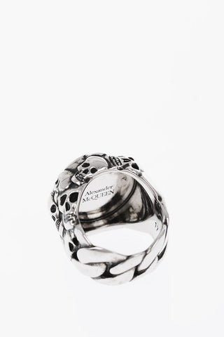 brass MULTI SKULL ring