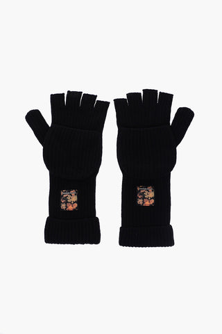 EMPORIO guanti fingerless a costine con patch logo