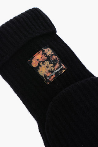 EMPORIO guanti fingerless a costine con patch logo