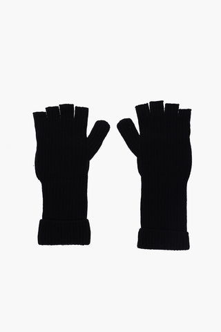 EMPORIO guanti fingerless a costine con patch logo