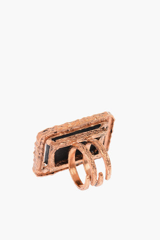 brass BLACK MIRROR ring