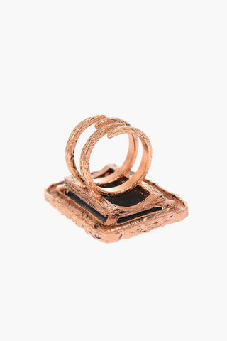 brass BLACK MIRROR ring