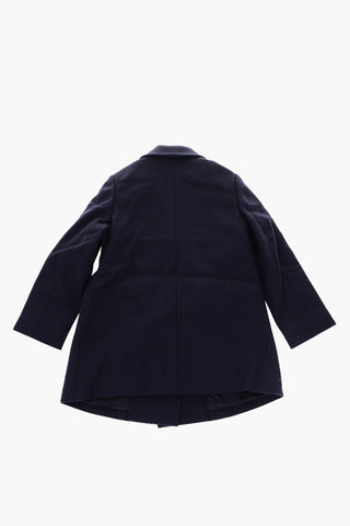 Wool Double Breasted Coat with Golden Buttons