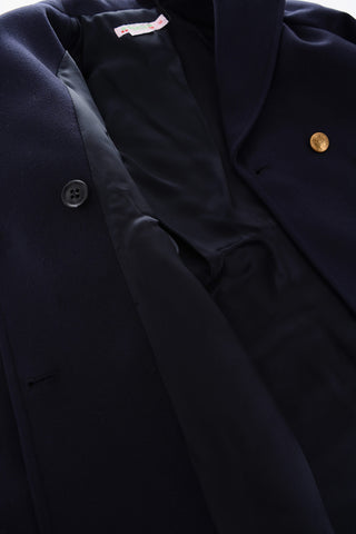 Wool Double Breasted Coat with Golden Buttons