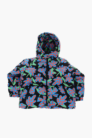 printed padded jacket with removable hood