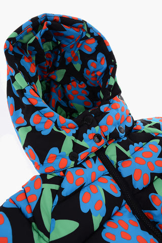 printed padded jacket with removable hood