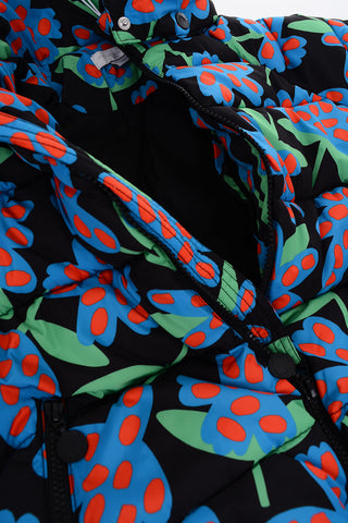 printed padded jacket with removable hood